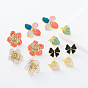 304 Stainless Steel Enamel Stud Earrings for Women, Golden