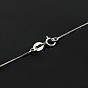 925 Sterling Silver Necklaces, Box Chains, with Spring Ring Clasps, Thin Chain