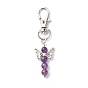 Gemstone Beaded Angel Pendant Decoration, Lobster Clasp Charms, Clip-on Charms, for Keychain, Purse, Backpack Ornament