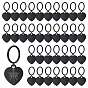 40Pcs Heart Aluminum Pendants, with Alloy Split Key Ring