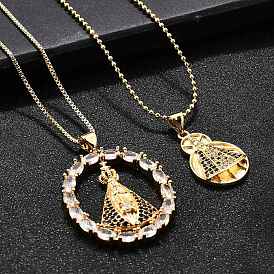 Латунные прозрачные и синие циркониевые ожерелья с подвесками Nossa senhora aparecida для женщин