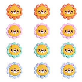 12Pcs 4 Colors Silicone Beads, Lion Head
