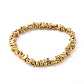 Electroplated Non-magnetic Synthetic Hematite Beaded  Stretch Bracelets, Nuggets