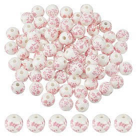 130шт. фарфоровые бусины ручной работы с принтом, круглые