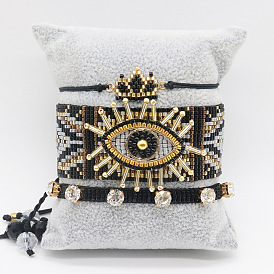 Bohemian Ethnic Miyuki Bracelet Set with Crown Eye Zircon Stone Jewelry