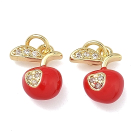 Латунные микро проложить кубического циркония прелести, яблочные прелести, долговечный, стойки покрытие, без свинца и без кадмия, с эмалью