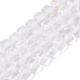 Natural Quartz Crystal Beads Strands, Faceted, Rock Crystal Cube Beads