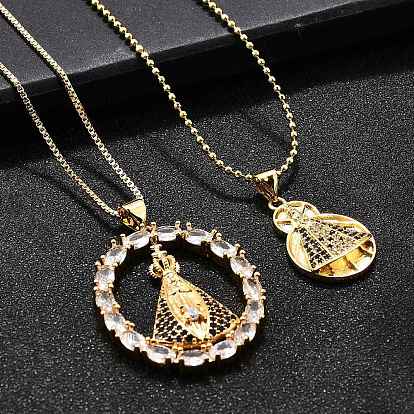 Латунные прозрачные и синие циркониевые ожерелья с подвесками Nossa senhora aparecida для женщин