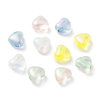 Transparent Acrylic Beads, AB Color, Heart