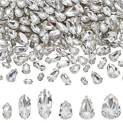 180Шитье со стразами, многожильных ссылки, стекло горный хрусталь, с латунными зубцами в платиновых тонах, слеза