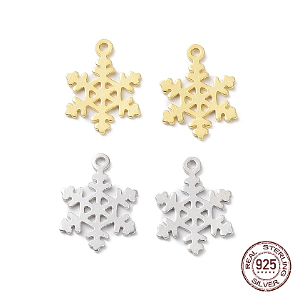 Rhodium Plated 925 Sterling Silver Charms, Snowflake Charm