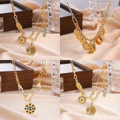 Ожерелья с подвесками из горного хрусталя и железа, золотые