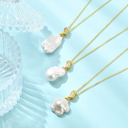 Подвеска из натурального барочного жемчуга кеши, латунная цепочка для женщин, белые, разнообразные