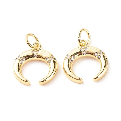 Латунные микропаве прозрачные подвески с фианитом, без кадмия и без свинца, луна