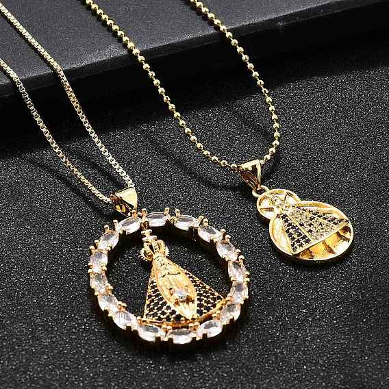 Латунные прозрачные и синие циркониевые ожерелья с подвесками Nossa senhora aparecida для женщин