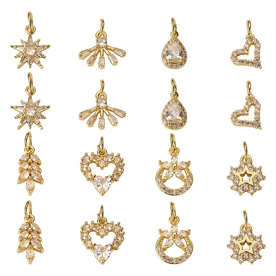 16 шт. 8 стиль стойка покрытие латунь проложить подвески из кубического циркония, с целью перехода в кольце, долговечный, без свинца и без кадмия