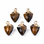 Natural Stone Pendants, with Light Gold Plated Iron Findings, Faceted, Kite Charm