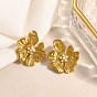 304 Stainless Steel Stud Earrings, with Plastic Pearl, Flower