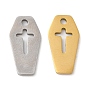 Halloween 201 Stainless Steel Pendants, Coffin with Cross Charm