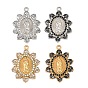 304 Stainless Steel Rhinestone Pendants, Flower with Virgin Mary Charms, Ion Plating(IP)