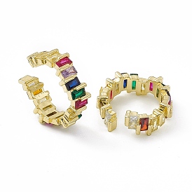 Colorful Cubic Zirconia Open Cuff Rings, Cadmium Free & Lead Free