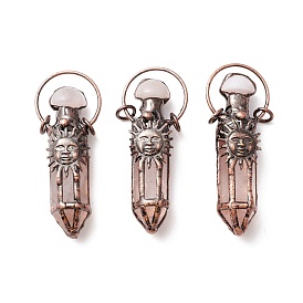 Natural Quartz Crystal and Agate Big Pointed Pendants, with Tin Findings, Lead & Nickel & Cadmium Free, Bullet