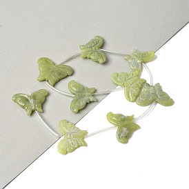 Натуральное сливочное масло нефрита бисер нитей, бабочка, с пластиковыми трубчатыми бусинами