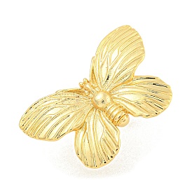 Rack Plating Butterfly Brass Finger Rings for Women, Cadmium Free & Lead Free, Long-Lasting Plated