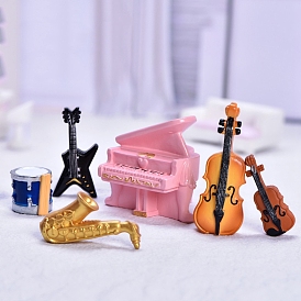 Mini Resin Drum & Piano & Violin Ornaments, Micro Landscape Home Dollhouse Accessories, Pretending Prop Decorations