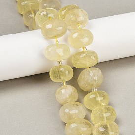 Нити из натуральных бусин лимонного кварца (обработанных нагреванием), граненые, самородки, с бисером