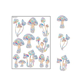 2 листы прямоугольные грибы разноцветные Ловец солнца радужная призма электростатические стеклянные наклейки, водонепроницаемые ПВХ окна статические наклейки