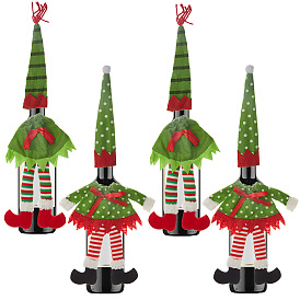 4 conjuntos 2 estilo navidad cubierta de botella de vino pleuche decoración, santa claus