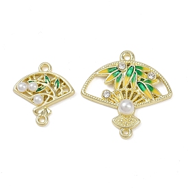 Подвески для вентилятора из сплава с зеленой эмалью, с ABS имитации жемчуга, без свинца, без кадмии и без никеля, стойки покрытие