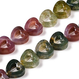 Natural Agate Beads Strands, Hollow Heart