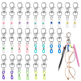 Сделай сам наборы для ключей, включая железные поворотные карабины, 304 брелки из нержавеющей стали, силиконовые наконечники для цепочек для очков