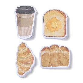 30 Sheets Food Theme Bread/Latte Coffee/Croissant Memo Pads, Creative Sticky Notes, for Office School Reading
