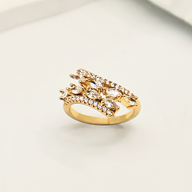 Регулируемые латунные кольца-манжеты с микропаве для женщин