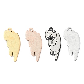 Pendentifs en acier inoxydable, breloques en forme de chat, polir