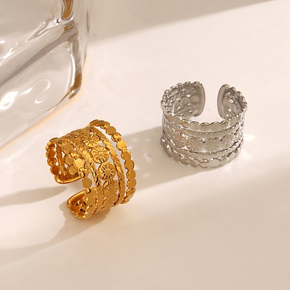 Открытые манжеты из нержавеющей стали, широкие кольца для женщин