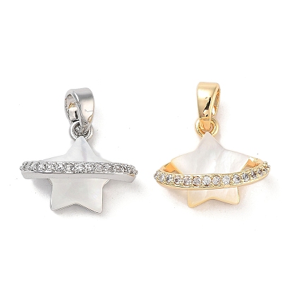 Латунные микропаве прозрачные подвески с фианитом, без кадмия, без никеля и без свинца, с оболочкой, звезда очарование