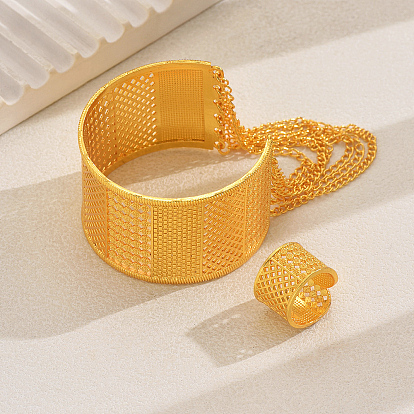 Элегантный комплект из полых браслетов и колец в форме буквы С из сплава в ближневосточном стиле для женщин