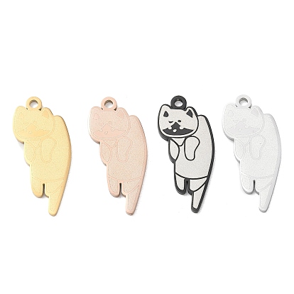 Pendentifs en acier inoxydable, breloques en forme de chat, polir
