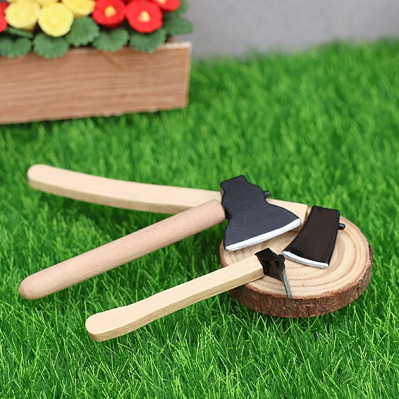 3 шт. деревянные топоры миниатюрные украшения, аксессуары для домашнего кукольного домика с микро-ландшафтом, притворяясь опорными украшениями