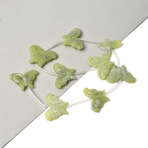 Натуральное сливочное масло нефрита бисер нитей, бабочка, с пластиковыми трубчатыми бусинами