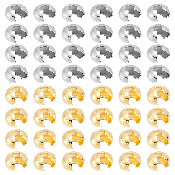 50 шт. 2 цвета 304 крышки для обжимных бусин из нержавеющей стали