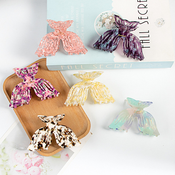 Зажим для волос, Заколка для волос с хвостиком из ацетата целлюлозы для девочек и женщин