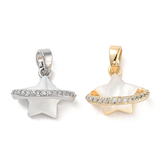 Латунные микропаве прозрачные подвески с фианитом, без кадмия, без никеля и без свинца, с оболочкой, звезда очарование