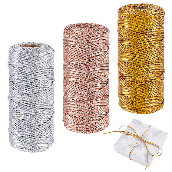 3 рулоны 3 цвета плетеный полиэстер металлизированный шнур, швейная фурнитура для штор своими руками