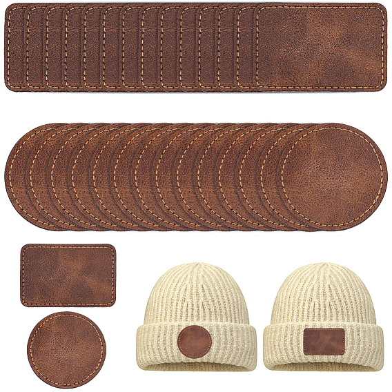 30 шт 2 стили этикетки из искусственной кожи, для джинсов своими руками, , обуви, аксессуары для шляп, прямоугольник и плоский круглый