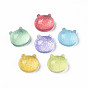 Cabochons acryliques translucides, avec de la poudre de paillettes, cat